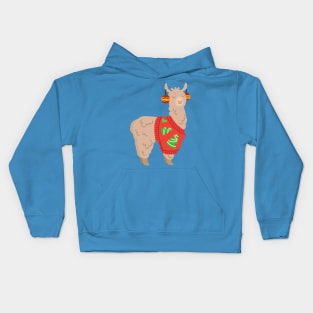 Llama with Ugly Christmas Sweater Kids Hoodie